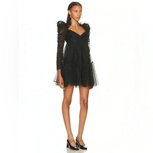 Zimmerman Tulle Ruched Black Mini Dress, Size 1